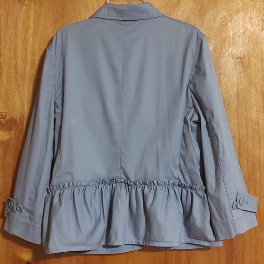 Talbots Peplum Jacket Pastel Blue Buttoned Stretch Ruffle 10 *Flaw, Please Read* - Picture 5 of 9